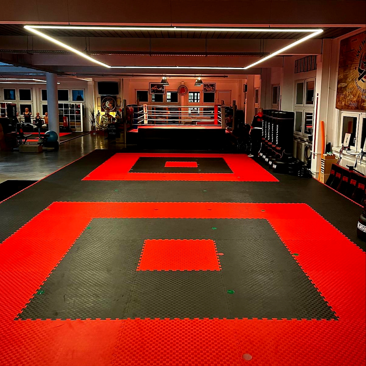 MMA-Trainingsbereich mit roter Matte